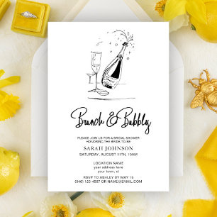 Brunch & Bubbly Vintage Champagner Brautparty Einladung