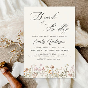 Brunch Bubbly Wildblume Bridal Dusche Einladung