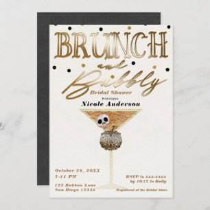 Brunch & Bubbly Wine Gold Halloween Brautparty Einladung