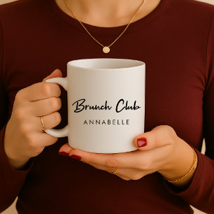 Brunch Club   Name Modernes handgeschriebenes Skri Kaffeetasse