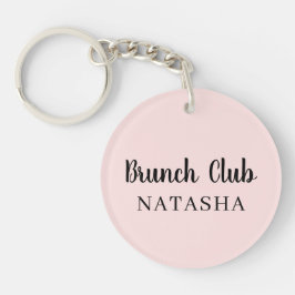 Brunch Club | Rosa personalisierte handgeschrieben Schlüsselanhänger