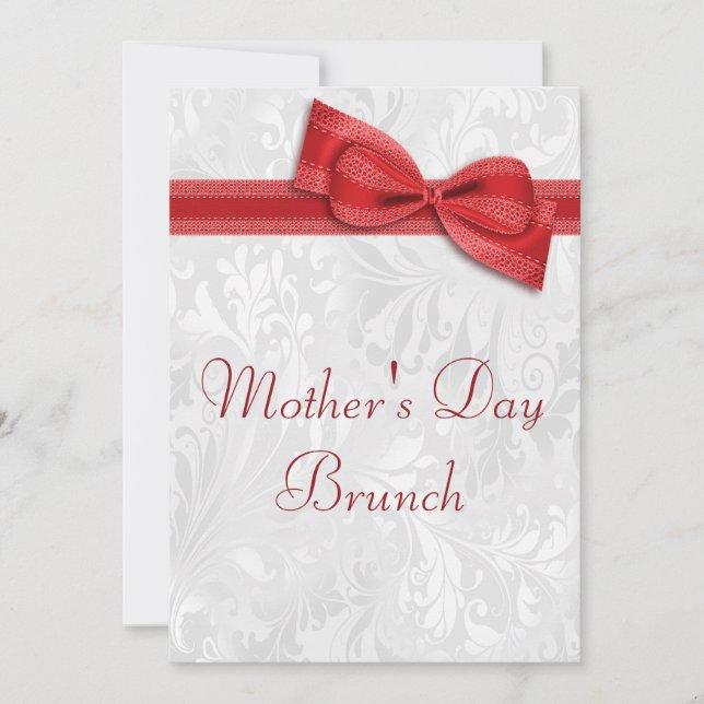 Brunch-Damast der Mutter Tagesund Imitat-Bogen Einladung (Vorderseite)