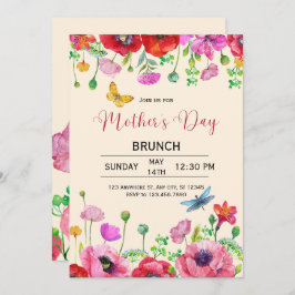Brunch der Blumenmutter am Tag der Wasserfarbe Ein Einladung