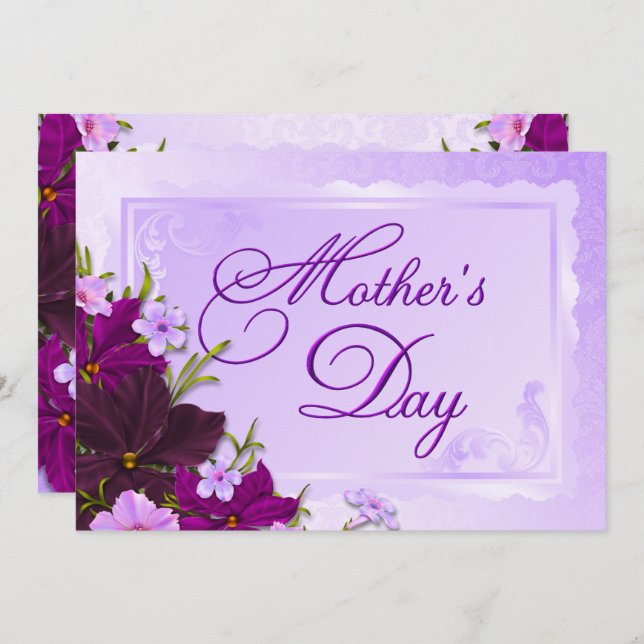 Brunch der romantischen Blumenmutter Einladung (Vorne/Hinten)