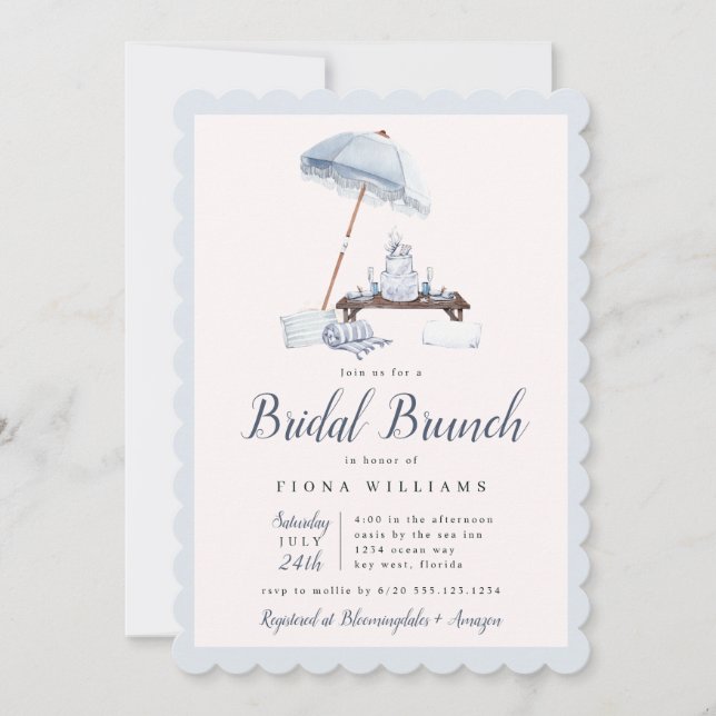 Brunch-Dusche am Strand Bridal  Einladung (Vorderseite)