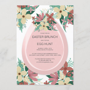 Brunch Egg Hunt Rosa Illustration Osterfeier Einladung