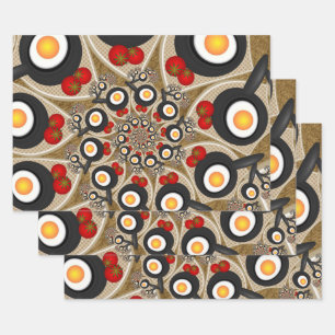 Brunch Fraktal Art Funny Food, Tomaten, Eier Geschenkpapier Set