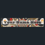 Brunch Fraktal Art Funny Food, Tomaten, Eier Namensplakette<br><div class="desc">Coole und einzigartige Fraktal Kunst Fantasie,  lustige moderne abstrakte Pfannen,  Tomaten und Eier. Design für Ihre dekorative ungewöhnliche Schreibtischmarke und vieles mehr. Passen Sie das Produkt an,  indem Sie mithilfe der Textvorlage Ihren eigenen Namen oder Text hinzufügen.</div>