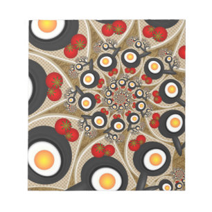 Brunch Fraktal Art Funny Food, Tomaten, Eier Notizblock