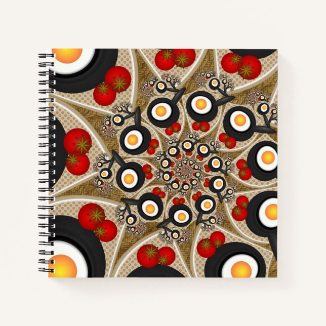 Brunch Fraktal Art Funny Food, Tomaten, Eier Notizbuch (Vorderseite)