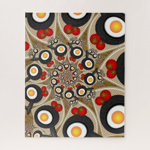 Brunch Fraktal Art Funny Food, Tomaten, Eier Puzzle
