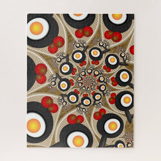 Brunch Fraktal Art Funny Food, Tomaten, Eier Puzzle (Vertikal)