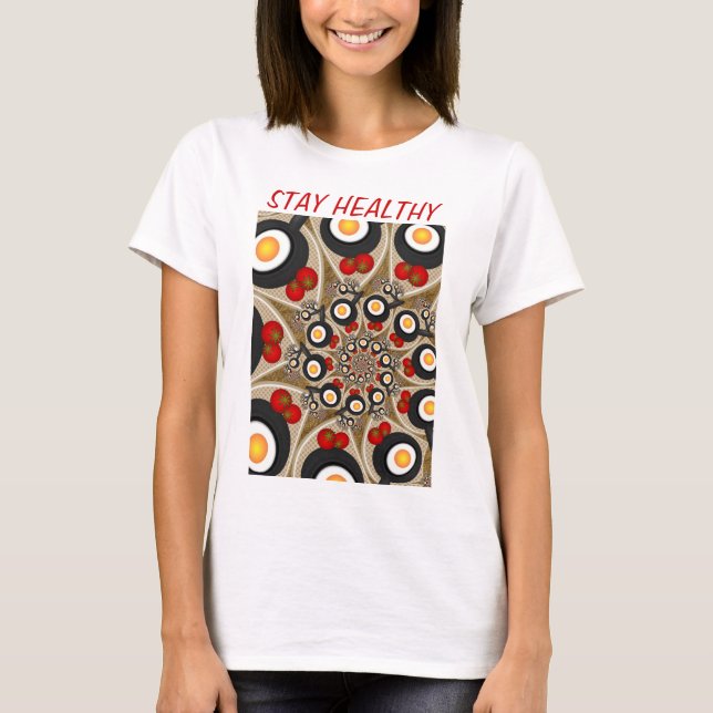 Brunch Fraktal Art Funny Food, Tomaten, Eier T-Shirt (Vorderseite)
