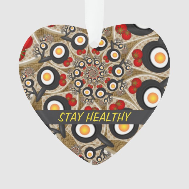 Brunch Fraktal Art Funny Food, Tomaten, Eiertext Ornament (Vorderseite)