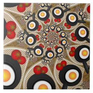Brunch-Fraktal-Kunst Lustige Lebensmittel, Tomaten Fliese