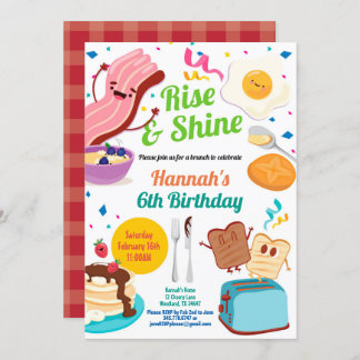 Brunch Frühstück Einladung. Kinder zum Geburtstag Einladung