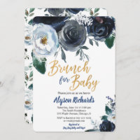 Brunch für Baby Dusche Einladungen Peony blau