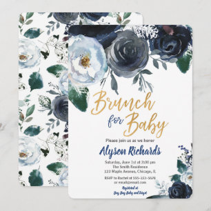 Brunch für Baby Dusche Einladungen Peony blau