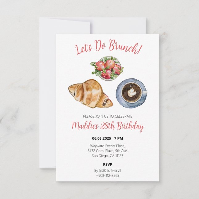 Brunch Geburtstagsparty Einladung (Vorderseite)