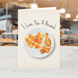 Brunch Love Pun Chicken & Waffles Valentine Karte