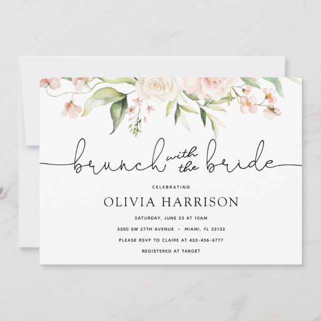 Brunch mit Brautdusche Einladung (Vorderseite)