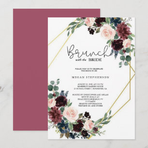 Brunch mit dem Bride Gold Greenery Brautparty Einladung