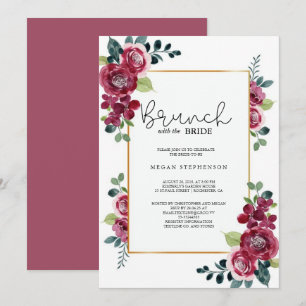 Brunch mit dem Bride Gold Greenery Brautparty Einladung