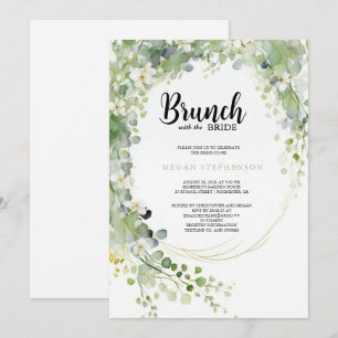Brunch mit dem Bride Gold Greenery Brautparty Einladung