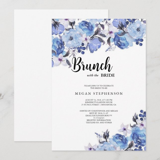 Brunch mit dem Bride Gold Greenery Brautparty Einladung (Vorne/Hinten)
