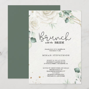 Brunch mit dem Bride Gold Greenery Brautparty Einladung