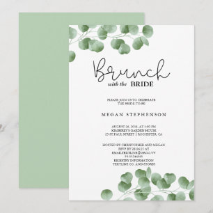 Brunch mit dem Bride Gold Greenery Brautparty Einladung