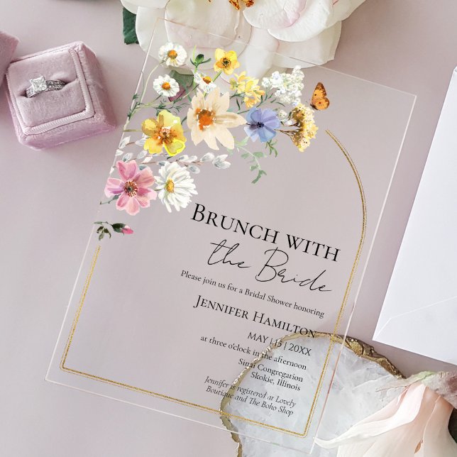 Brunch mit dem Bride Wildblume Brautparty Acryleinladungen (Von Creator hochgeladen)