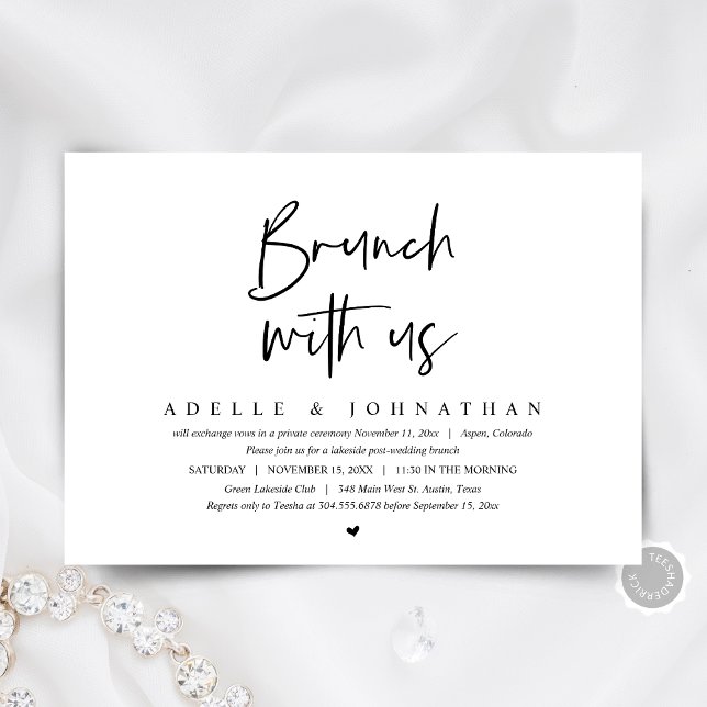 Brunch mit den Neugeborenen, Hochzeitsfeier-Party Einladung (The Morning After, post wedding brunch, elopement Invitation card, digital download, modern minimal)