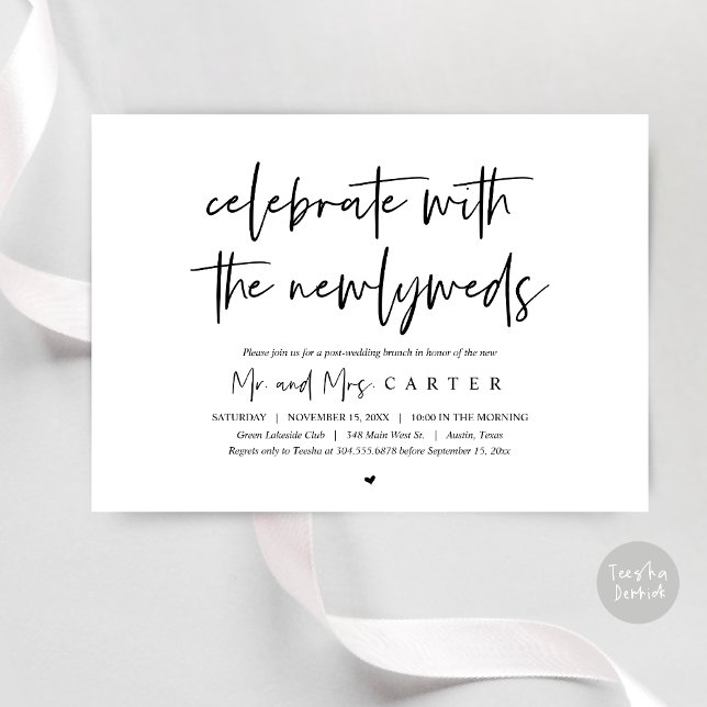 Brunch mit den Neuvermählten, Einladung nach der H (Celebrate with the newlyweds, Wedding Brunch Invitation Card, PDF, in Black and White)