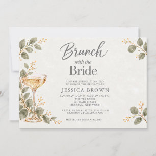 Brunch mit der Braut Gold Grüne Hochzeits-Party Einladung