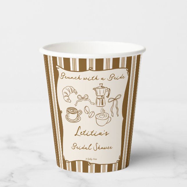 Brunch mit der Braut Retro-Kaffee-Junggesellinnena Pappbecher (Vorderseite)