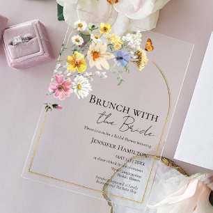 Brunch mit der Braut Wildflower-Junggesellinnenabs Acryleinladungen