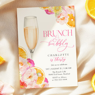 Brunch mit floralen Brunch & Bubbly zum Geburtstag Einladung