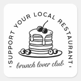 Brunch Pancakes Lover Zitate Quadratischer Aufkleber
