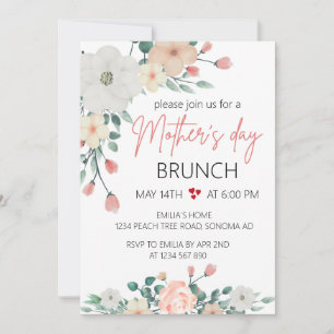 Brunch-Party der Blush-Floral Einladung