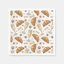 Brunch & Paws Napkins - Croissants und Mimosas