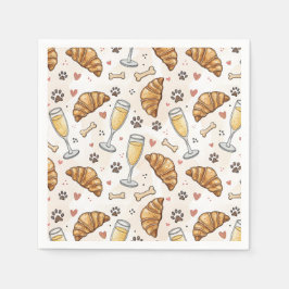 Brunch & Paws Napkins - Croissants und Mimosas Serviette