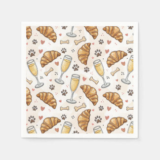 Brunch & Paws Napkins - Croissants und Mimosas Serviette