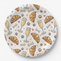 Brunch & Paws Paper Plate - Croissants und Mimosas
