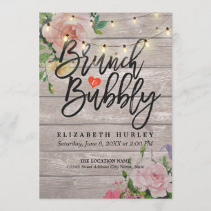Brunch Sekt Brautparty Blumenlichterkette Einladung