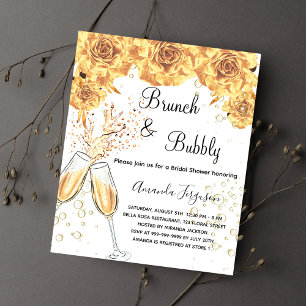 Brunch Sekt Brautparty goldenes Budget Einladung Flyer