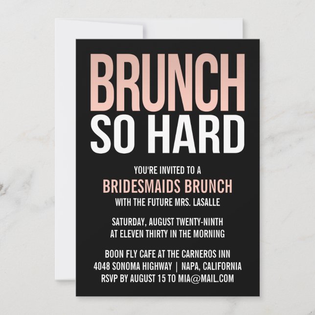 Brunch So Hard Pink Bridesmaid Brunch Einladungen (Vorderseite)