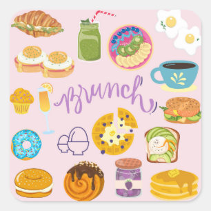 Brunch Squad Quadratischer Aufkleber