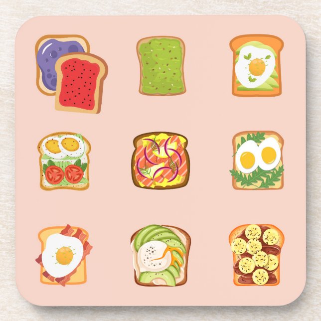 Brunch Toast Getränkeuntersetzer (Vorderseite)