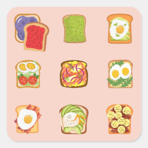 Brunch Toast Quadratischer Aufkleber